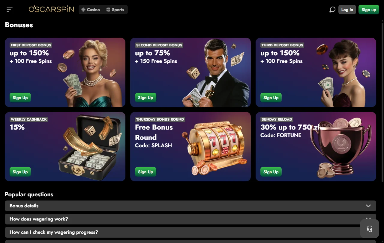 Bono de bienvenida y promociones disponibles en Oscarspin Casino México