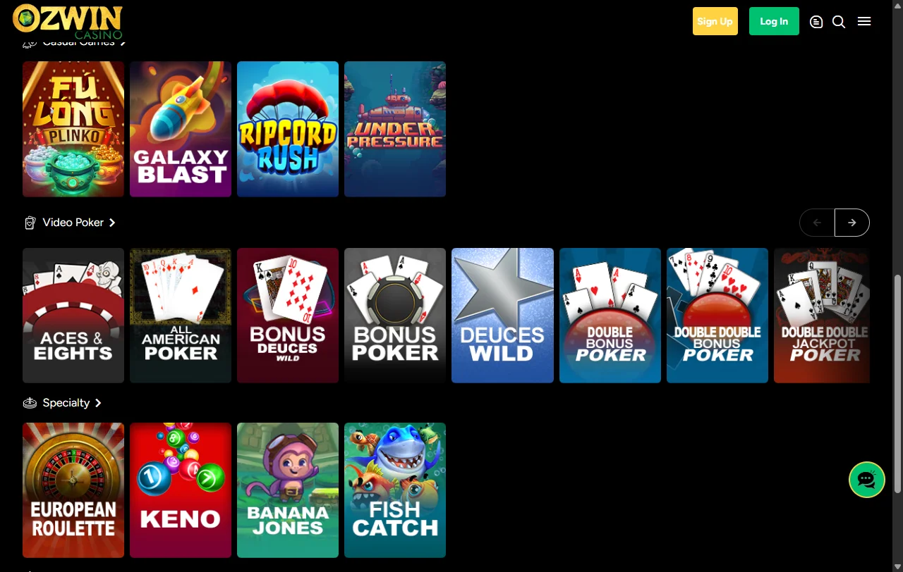 Catálogo de juegos y proveedores de software en Ozwin Casino México incluyendo Pragmatic Play