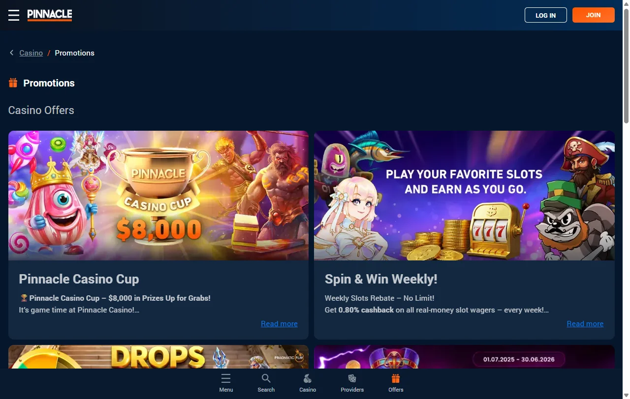 Catálogo de juegos de Pinnacle Casino México con tragamonedas y proveedores de software reconocidos
