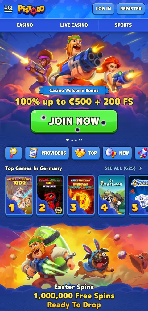 Interfaz móvil de Pistolo Casino México optimizada para juego en smartphones y tablets