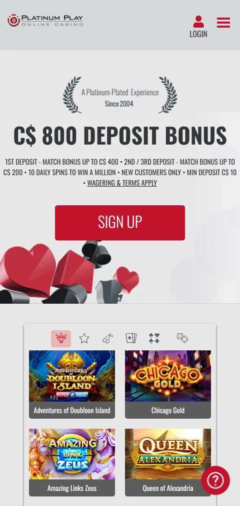 Interfaz móvil optimizada de Platinum Play Casino México con acceso completo a juegos desde navegador