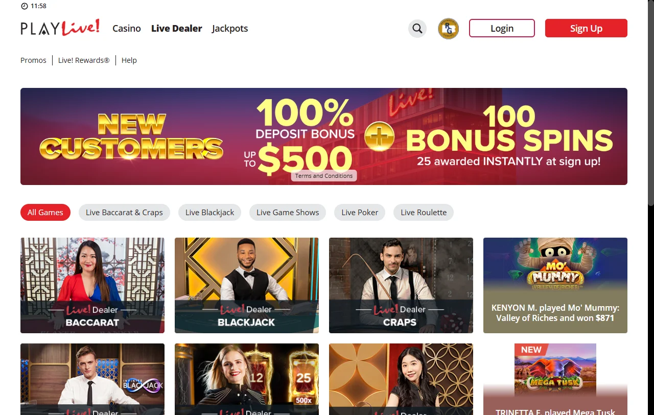 Catálogo de juegos en línea y tragamonedas disponibles en PlayLive Casino México