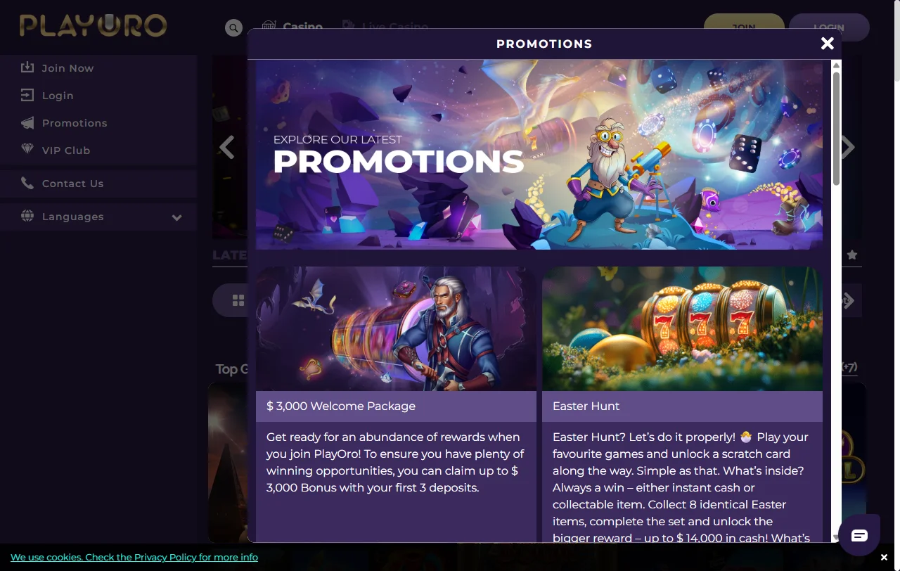 Catálogo de juegos y proveedores en Playoro Casino México incluyendo Pragmatic Play y Evolution Gaming