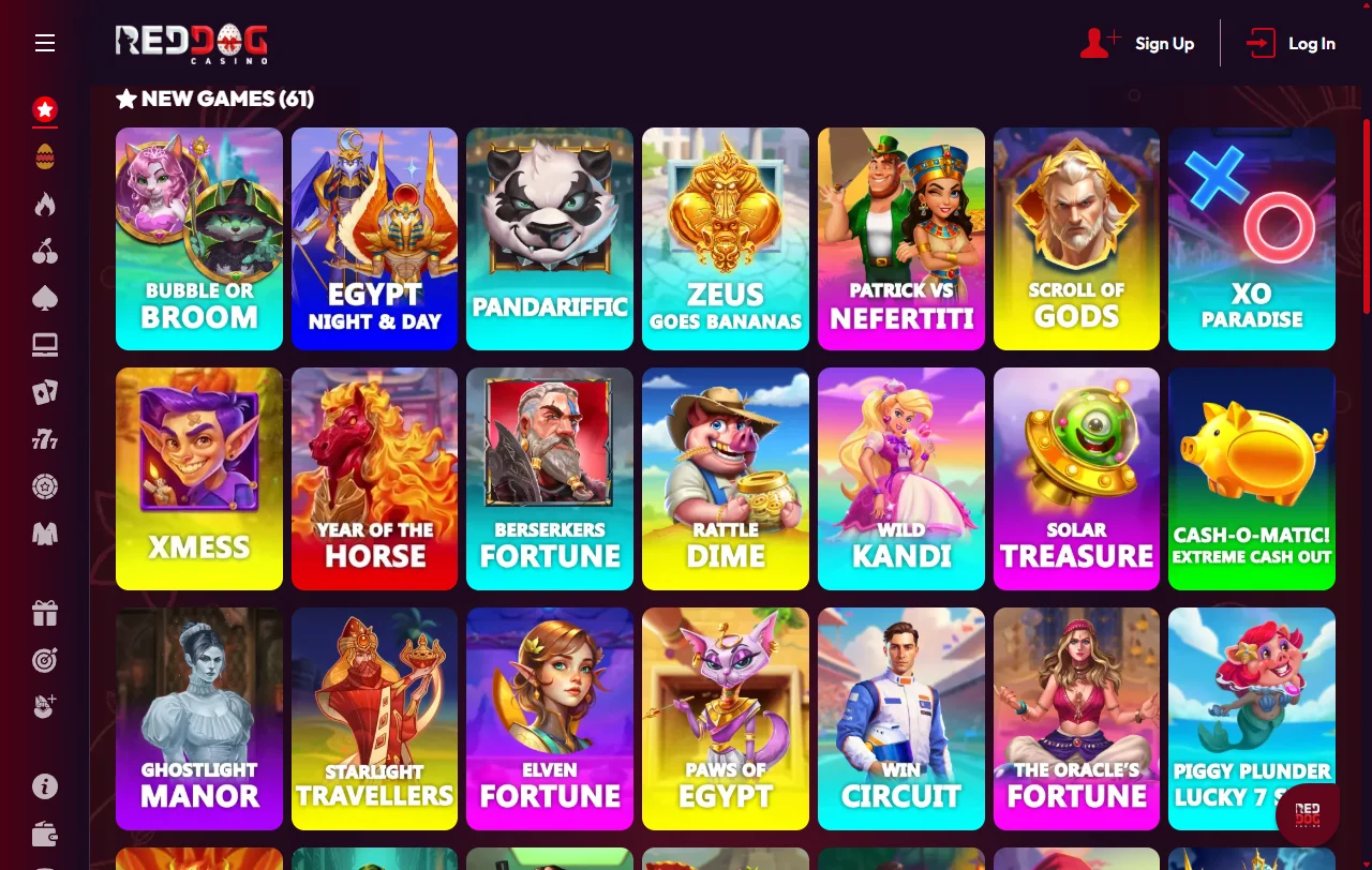 Catálogo de juegos, tragamonedas y casino en vivo disponibles en Red Dog Casino México