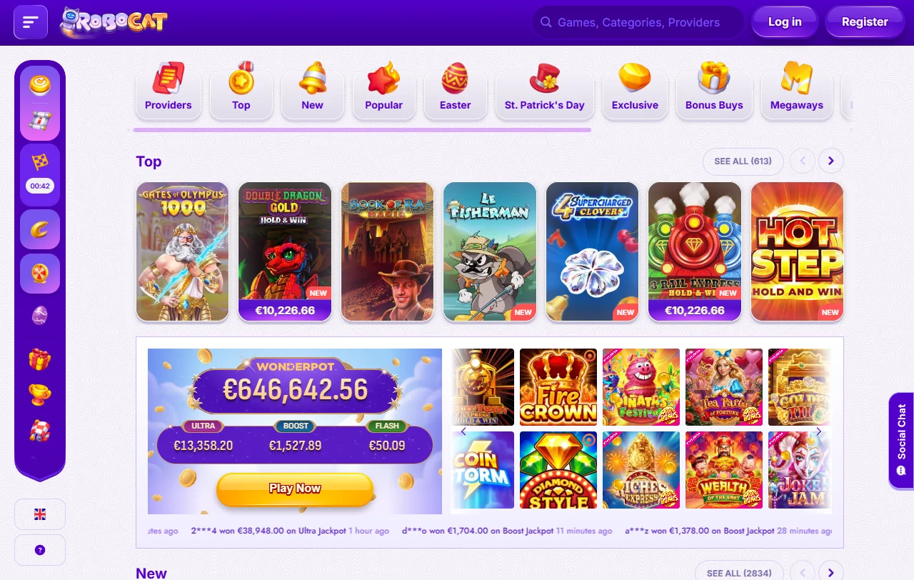 Bonificaciones y promociones de bienvenida en RoboCat Casino México - estructura de bonos competitiva