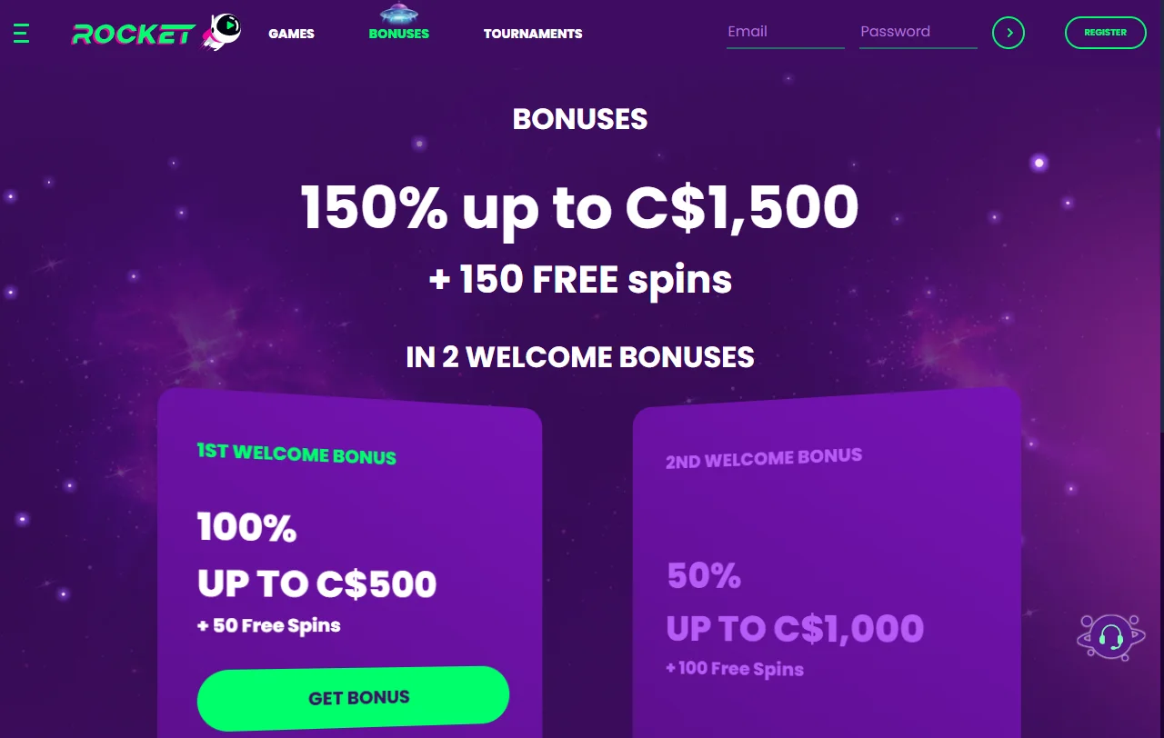 Biblioteca de juegos de Rocket Casino México mostrando tragamonedas, mesa en vivo y proveedores destacados