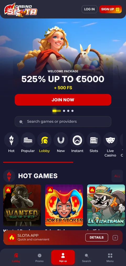 Experiencia móvil de Slota Casino México optimizada para smartphones con acceso completo a juegos