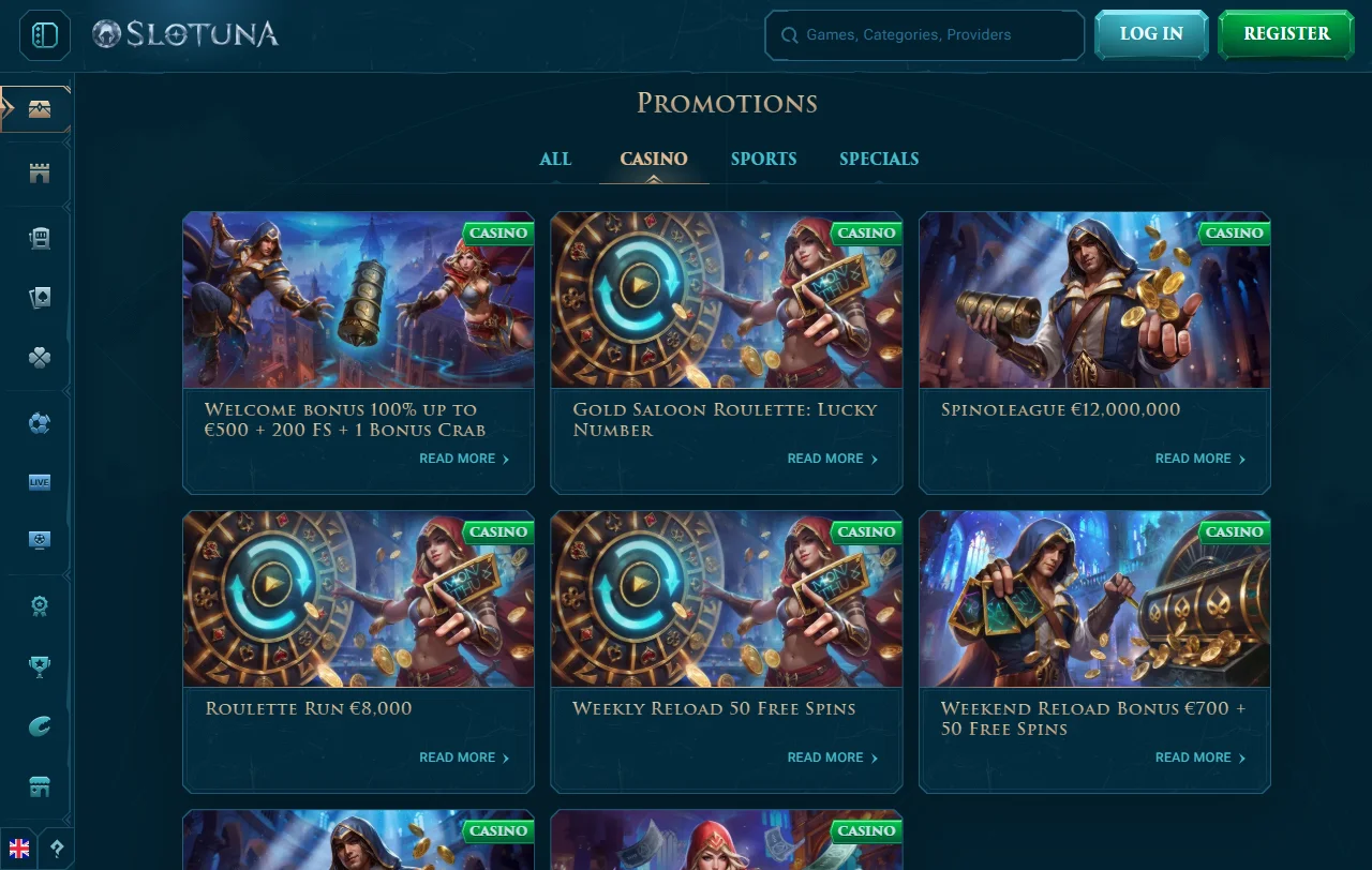 Catálogo de juegos de Slotuna Casino México con más de 3,000 títulos de máquinas tragamonedas, juegos de mesa y experiencias en vivo de proveedores premium