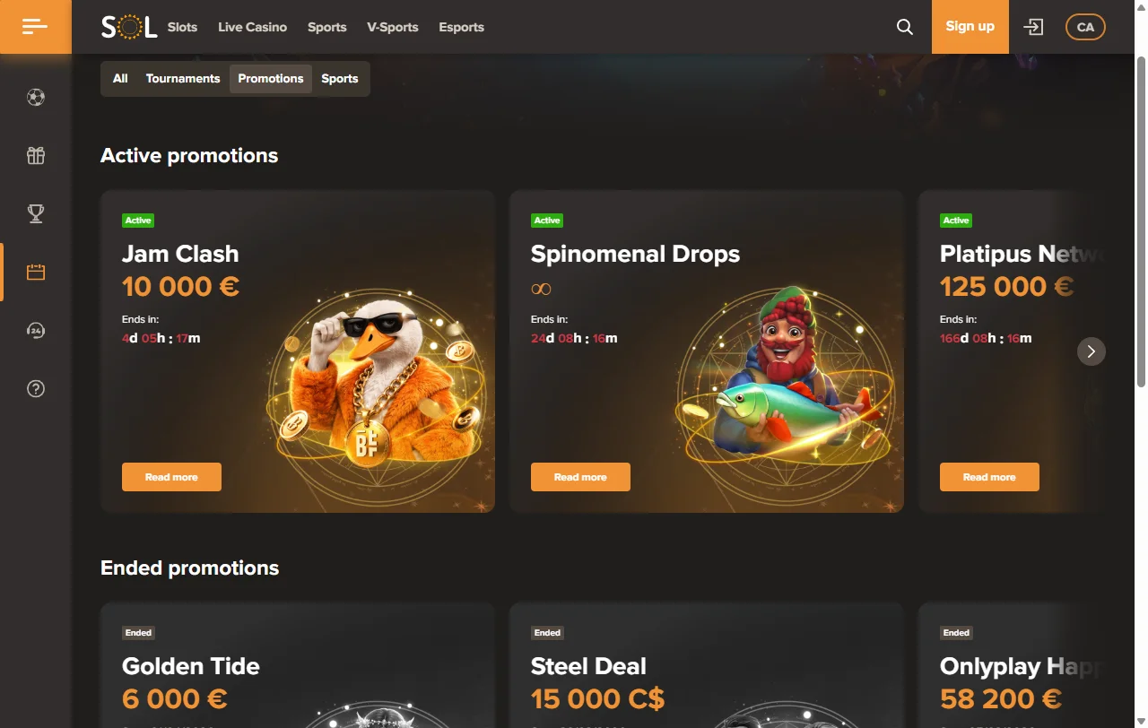 Bonos de bienvenida y promociones vigentes en Sol Casino México