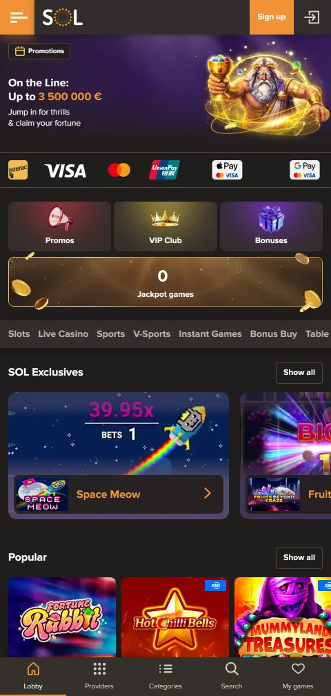 Sol Casino México accesible en dispositivos móviles con navegador compatible