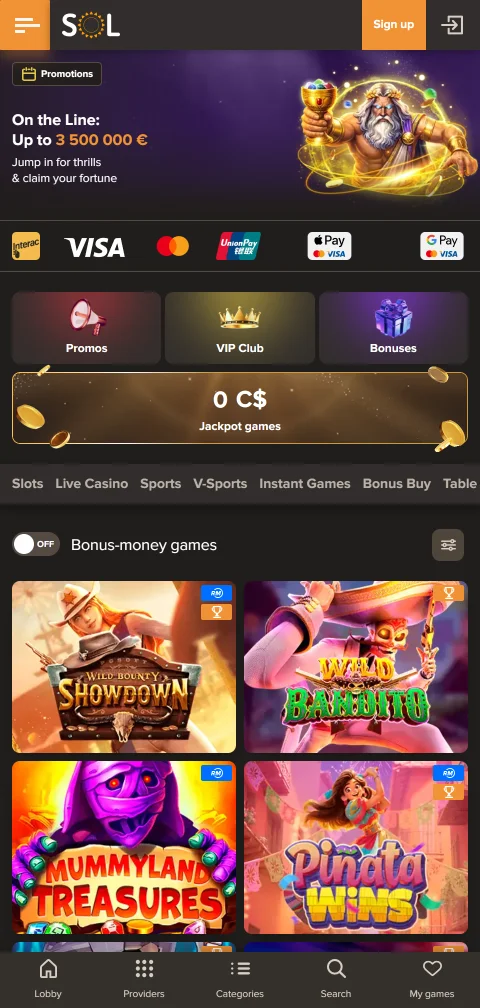 Métodos de depósito y retiro disponibles en Sol Casino México para jugadores México