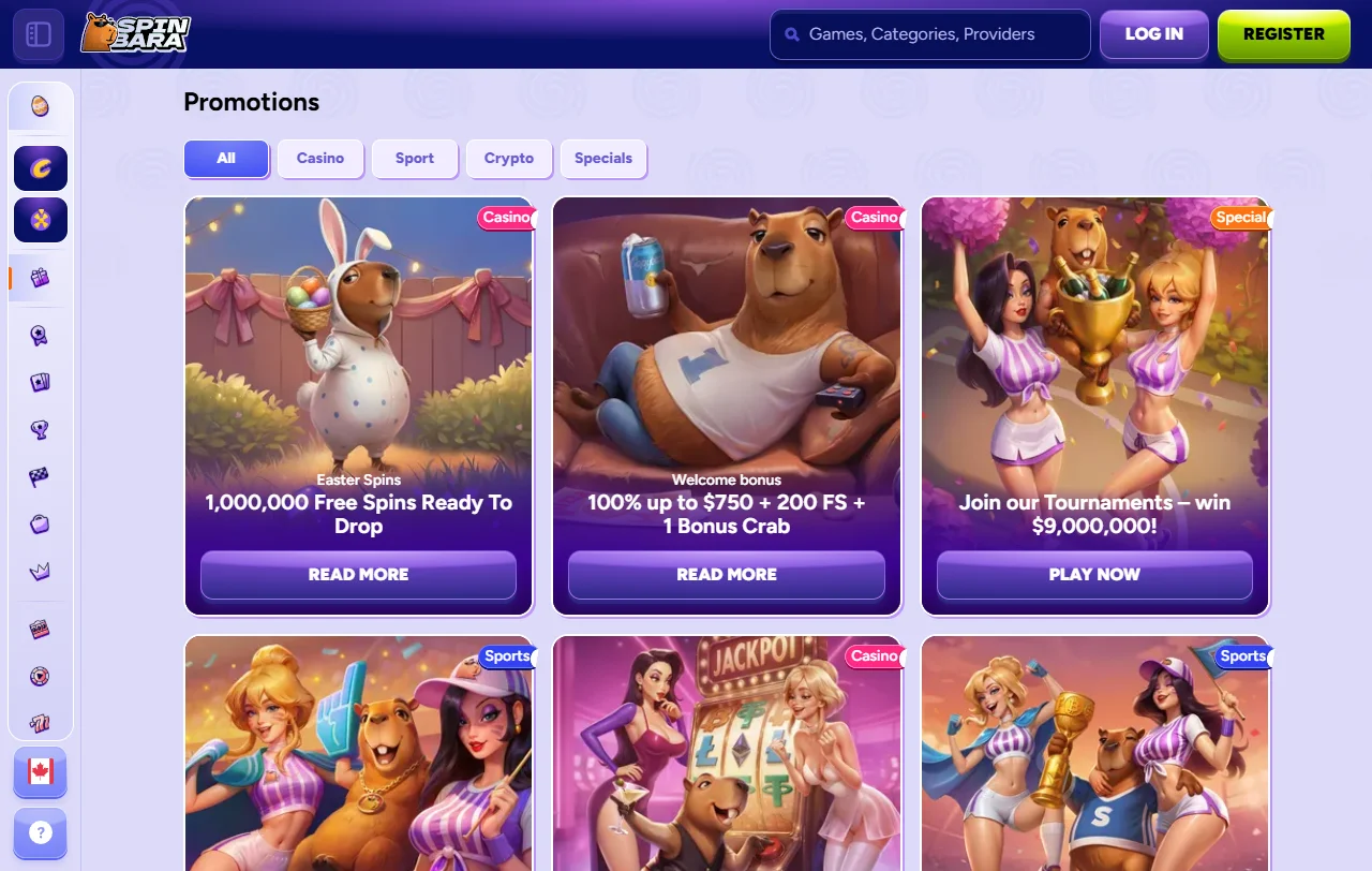 Catálogo de juegos de SpinBara Casino México incluyendo tragamonedas, mesas en vivo y proveedores certificados