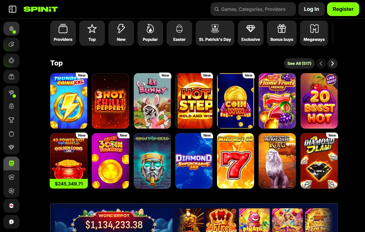 Estructura de bonificación de Spinit Casino México con bono de bienvenida y promociones activas