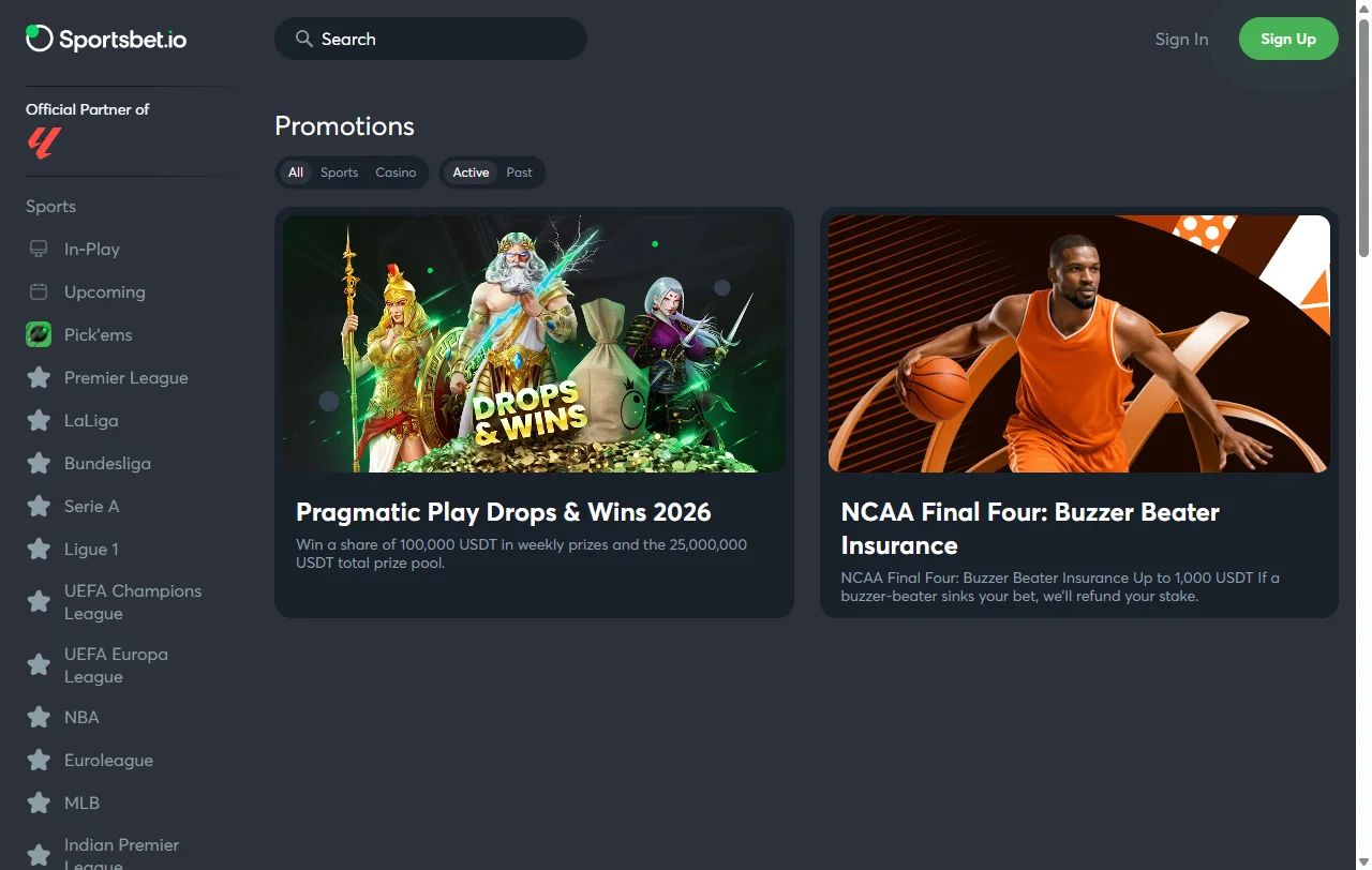 Estructura de bonificación y promociones activas de Sportsbet.io Casino México