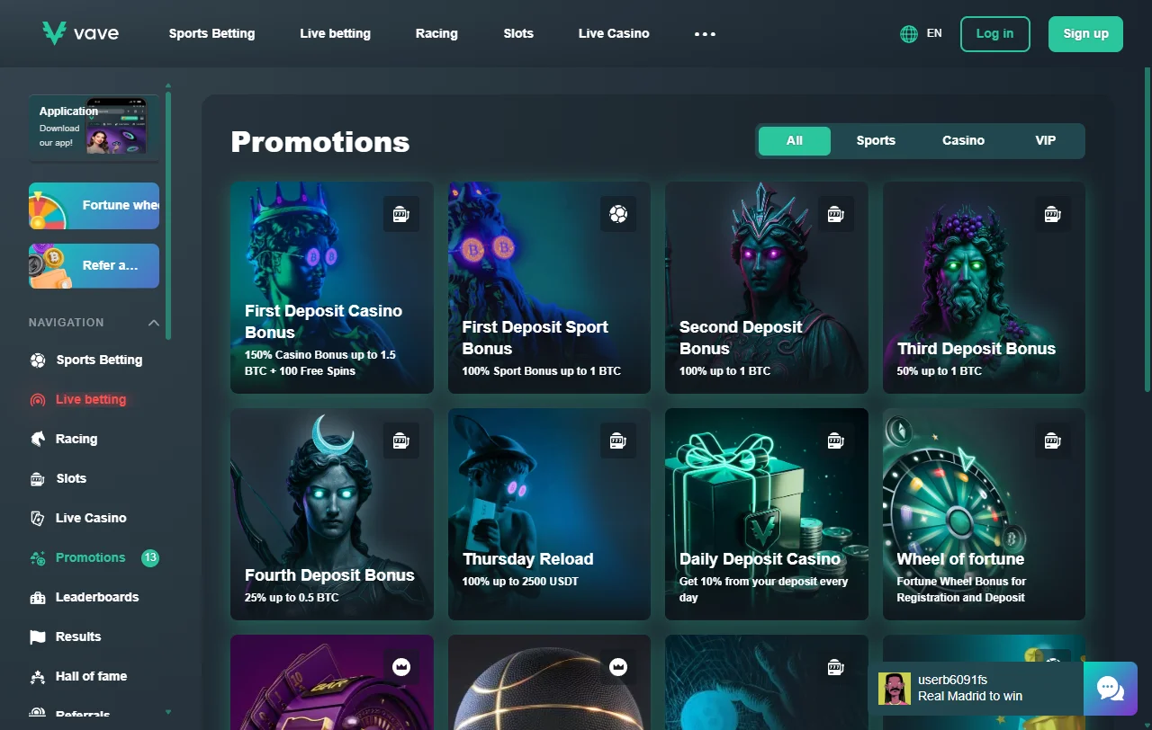 Catálogo de juegos en Vave Casino México incluyendo tragamonedas, mesa en vivo y proveedores de software