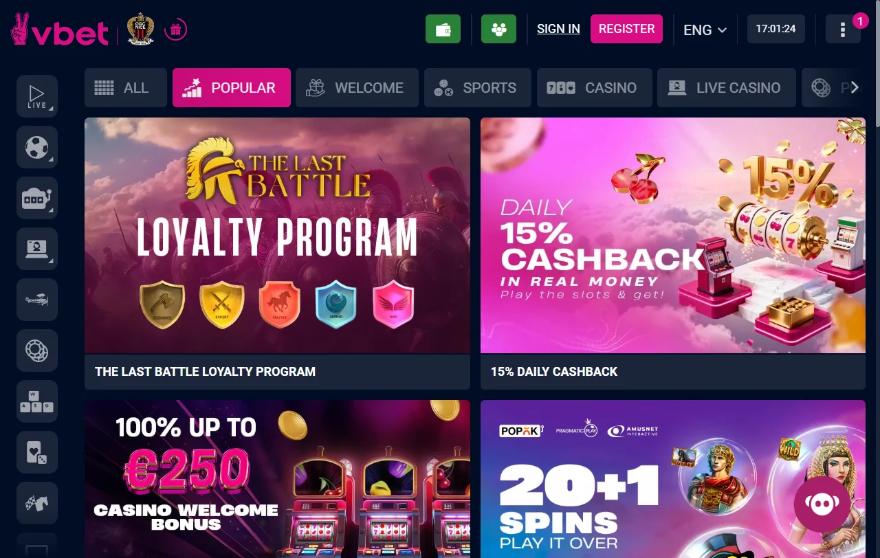 Catálogo juegos, tragamonedas y proveedores disponibles en Vbet Casino México