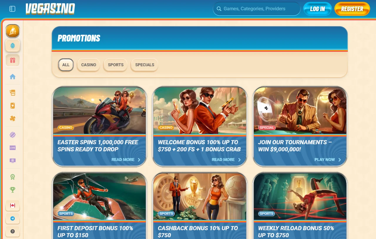 Bonificación de bienvenida y promociones disponibles en Vegasino Casino México