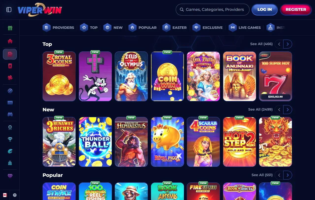 Biblioteca de 3,000+ juegos con proveedores premium en ViperWin Casino México
