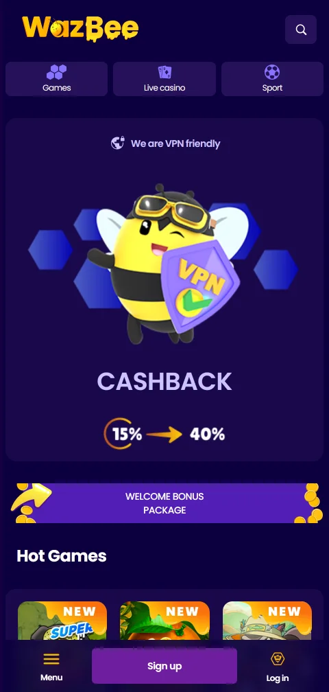 Aplicación móvil nativa de Wazbee Casino México optimizada para iOS y Android con acceso completo a catálogo de juegos