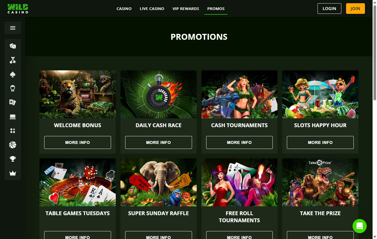 Catálogo de juegos, tragamonedas y entretenimiento disponible en Wild Casino México
