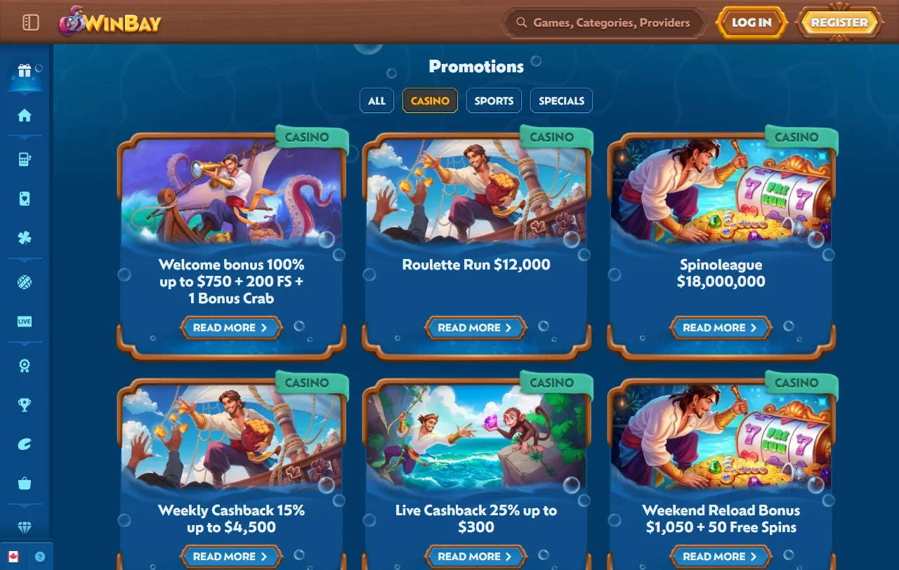 Catálogo de tragamonedas y juegos de mesa en WinBay Casino México de proveedores como Pragmatic Play y NetEnt