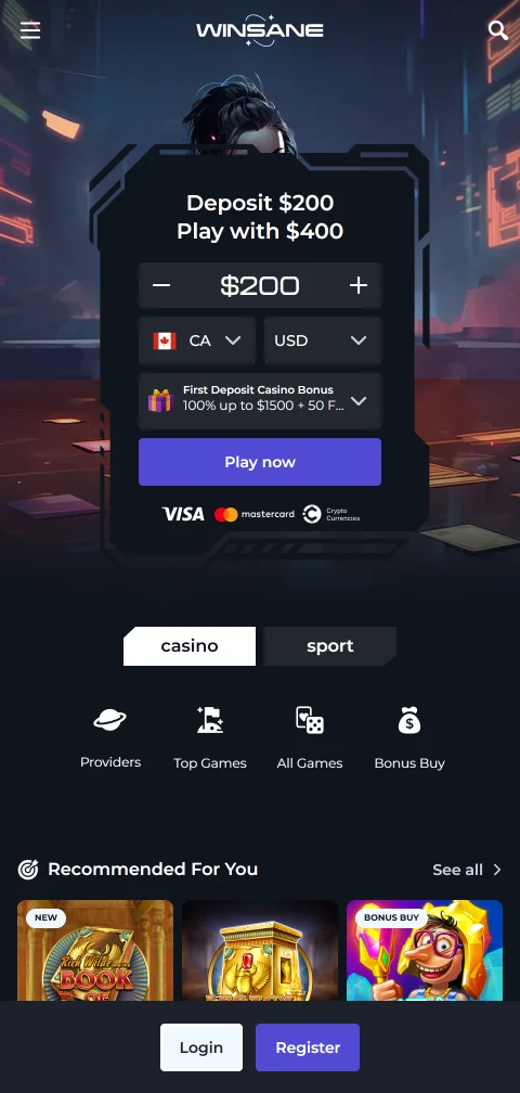 Experiencia móvil de Winsane Casino México - acceso completo a juegos vía navegador web