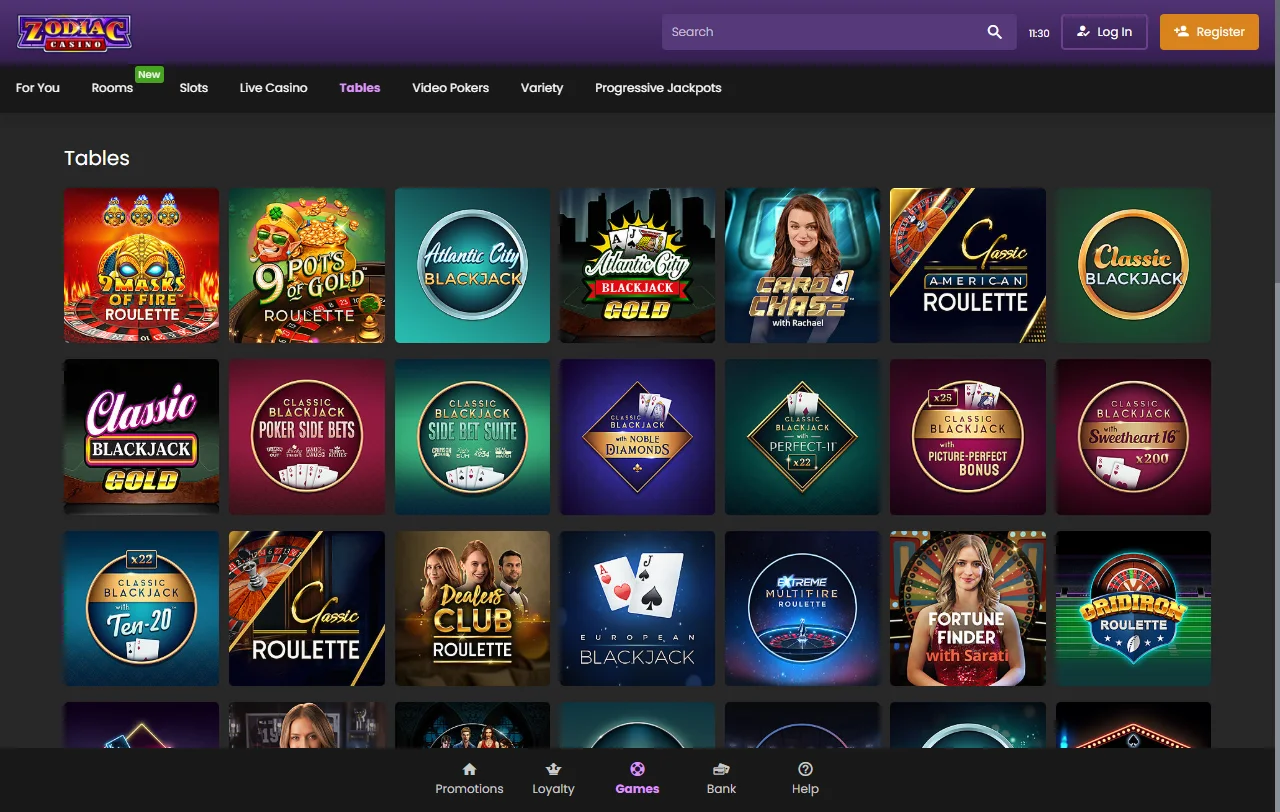 Catálogo de tragamonedas y juegos de Zodiac Casino México destacando proveedores como Pragmatic Play y Evolution Gaming